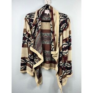 Skies Are Blue Womens Medium Southwestern Open Front Cardigan‎ Tan Brown 20295ST